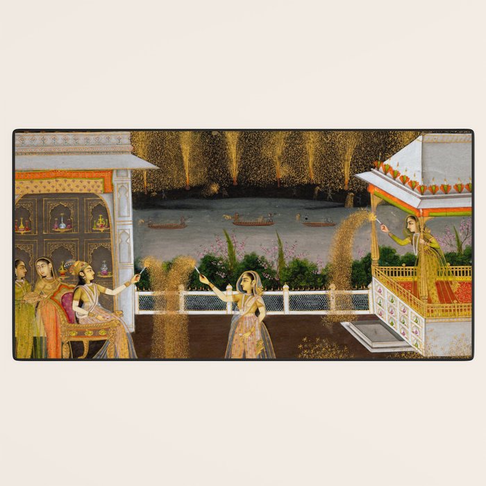 Royal Women Celebrating Diwali Indian Miniature Painting  Desk Mat Gallery Image 3