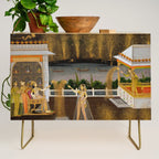 Royal Women Celebrating Diwali Indian Miniature Painting  Credenza Gallery Image 1