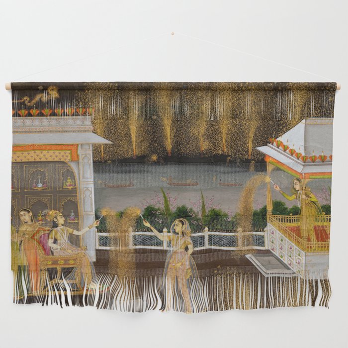 Royal Women Celebrating Diwali Indian Miniature Painting  Wall Hanging Gallery Image 1