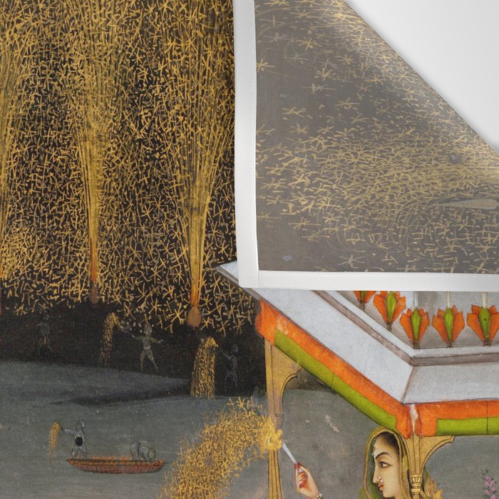 Royal Women Celebrating Diwali Indian Miniature Painting  Wall Tapestry Gallery Image 3