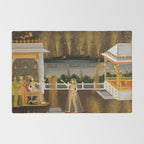 Royal Women Celebrating Diwali Indian Miniature Painting  Rug Gallery Image 2