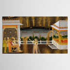 Royal Women Celebrating Diwali Indian Miniature Painting  Tablecloth Gallery Image 2
