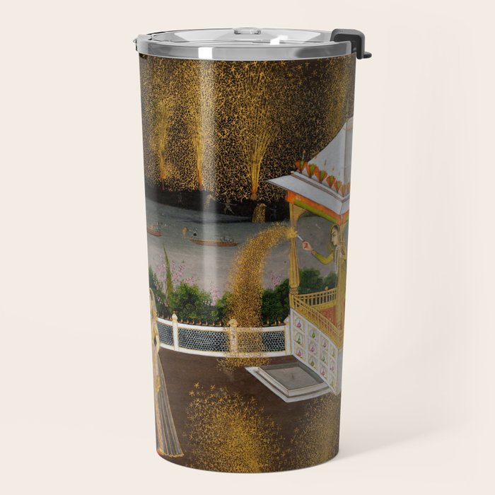 Royal Women Celebrating Diwali Indian Miniature Painting  Travel Mug Gallery Image 2