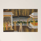 Royal Women Celebrating Diwali Indian Miniature Painting  Welcome Mat Gallery Image 1