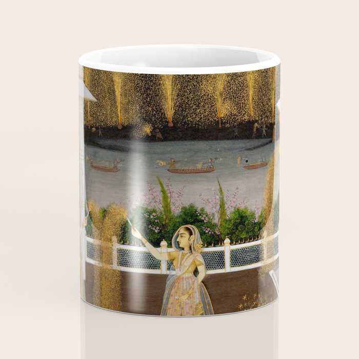 Royal Women Celebrating Diwali Indian Miniature Painting  Coffee Mug Gallery Image 4