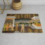 Royal Women Celebrating Diwali Indian Miniature Painting  Rug Gallery Image 1