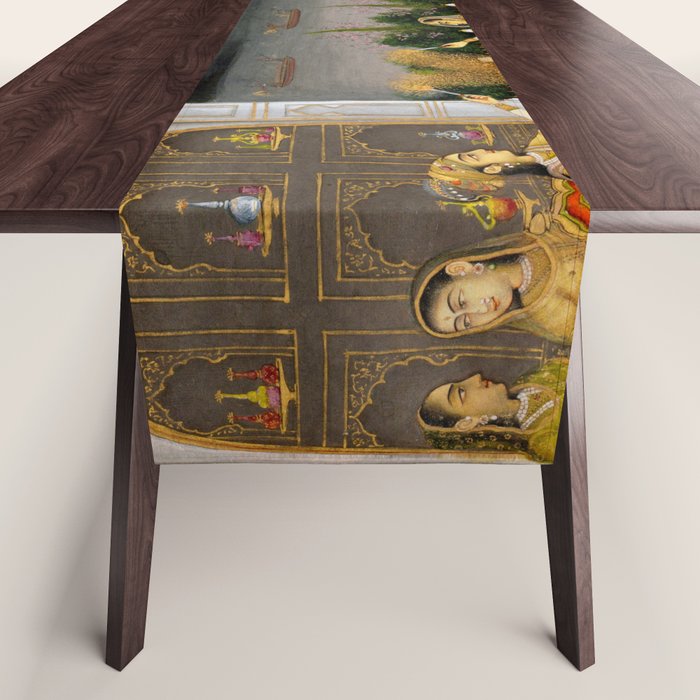 Royal Women Celebrating Diwali Indian Miniature Painting  Table Runner Gallery Image 1