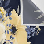 Floral Watercolor Print, Yellow and Navy Blue Wall Tapestry Gallery Image 3