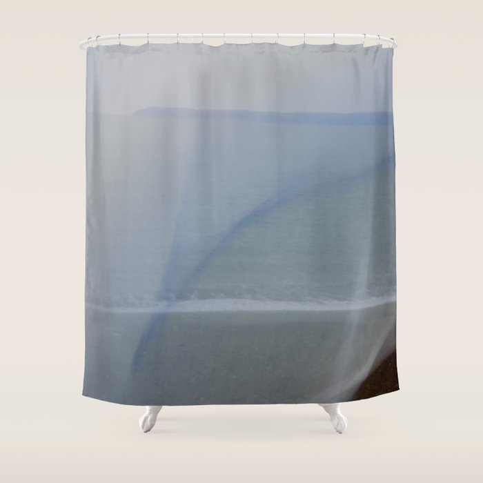 Seascape Double Exposure Abstract 1. - long exposure blue ocean photograph  Shower Curtain Gallery Image 1