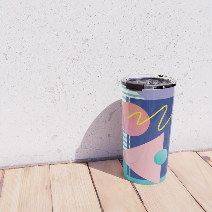 Memphis pattern 82 - 80s / 90s Retro Travel Mug Gallery Image 4
