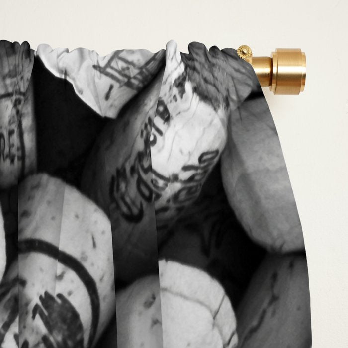 Something Nostalgic II Twist-off Wine Corks in Black And White #decor #society6 #buyart Window Curtain Gallery Image 2