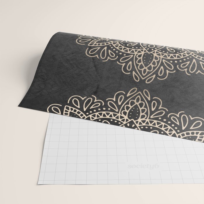 Mandala White Gold on Dark Gray Wrapping Paper Gallery Image 2