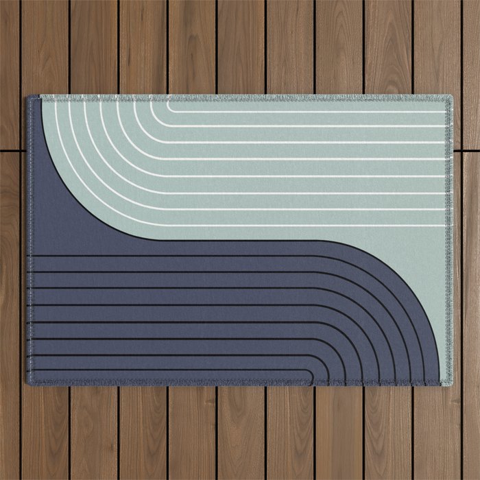 Two Tone Line Curvature XXII  Outdoor Rug Gallery Image 1