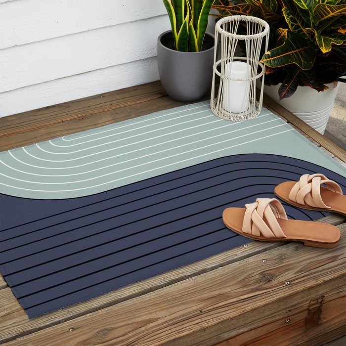 Two Tone Line Curvature XXII  Outdoor Rug Gallery Image 2