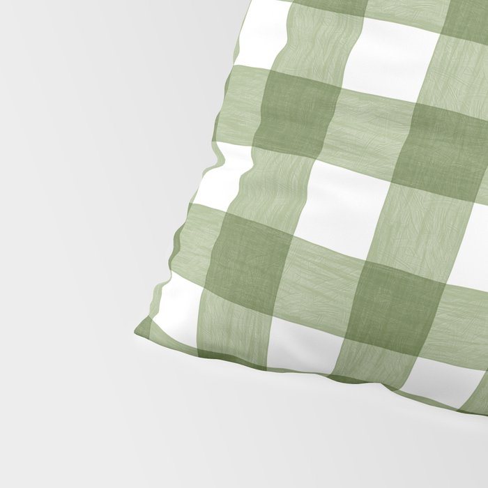 Hand Painted Gingham in Sage Green  Pillow Sham Gallery Image 4