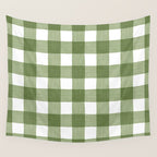 Hand Painted Gingham in Sage Green  Wall Tapestry Gallery Image 4