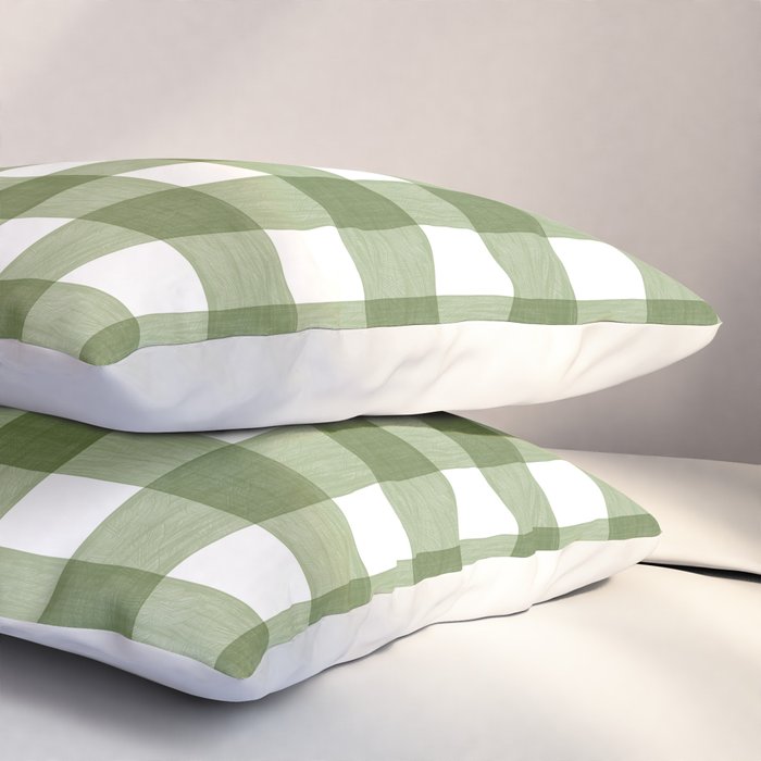 Hand Painted Gingham in Sage Green  Pillow Sham Gallery Image 3