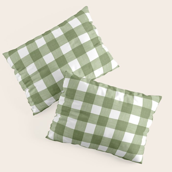 Hand Painted Gingham in Sage Green  Pillow Sham Gallery Image 3