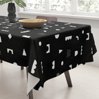 Black and white abstract organic shape pattern Tablecloth Gallery Image 3