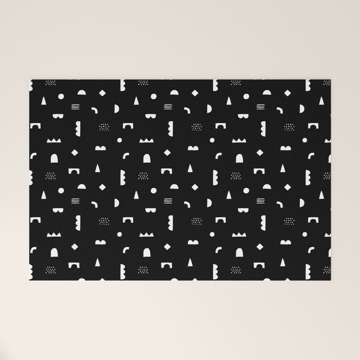 Black and white abstract organic shape pattern Welcome Mat Gallery Image 1