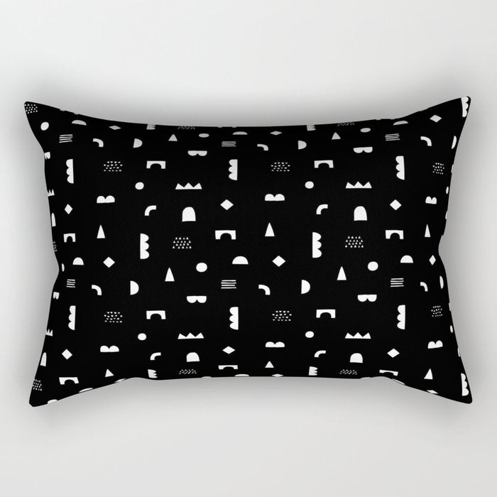 Black and white abstract organic shape pattern Rectangular Pillow Gallery Image 2