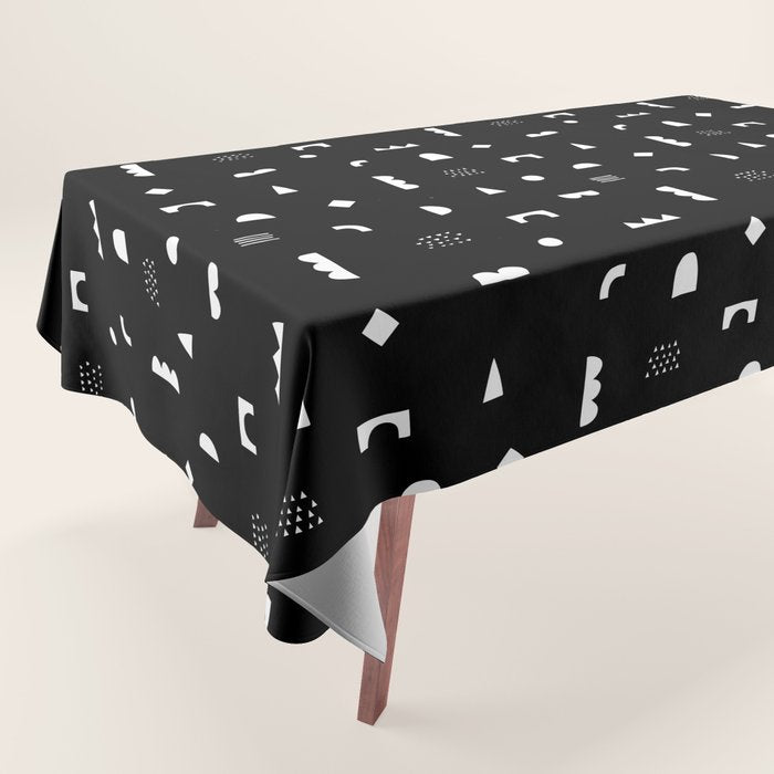 Black and white abstract organic shape pattern Tablecloth Gallery Image 1