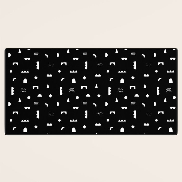 Black and white abstract organic shape pattern Desk Mat Gallery Image 3