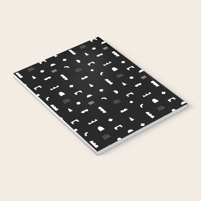 Black and white abstract organic shape pattern Notebook Gallery Image 3