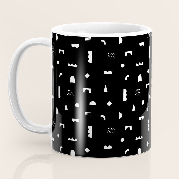 Black and white abstract organic shape pattern Coffee Mug Gallery Image 3