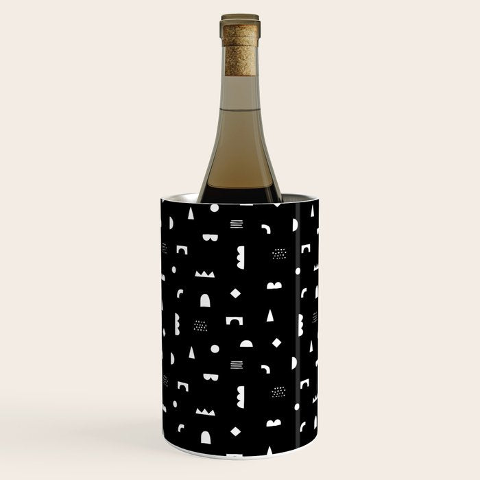 Black and white abstract organic shape pattern Wine Chiller Gallery Image 3