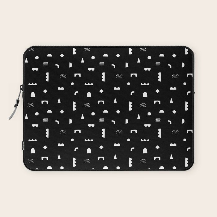 Black and white abstract organic shape pattern Laptop Sleeve Gallery Image 1