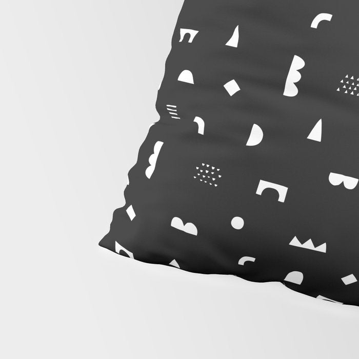 Black and white abstract organic shape pattern Pillow Sham Gallery Image 4