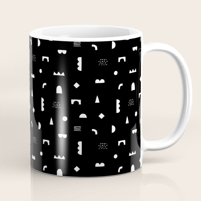 Black and white abstract organic shape pattern Coffee Mug Gallery Image 1