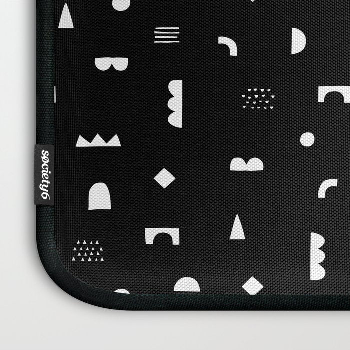 Black and white abstract organic shape pattern Laptop Sleeve Gallery Image 3