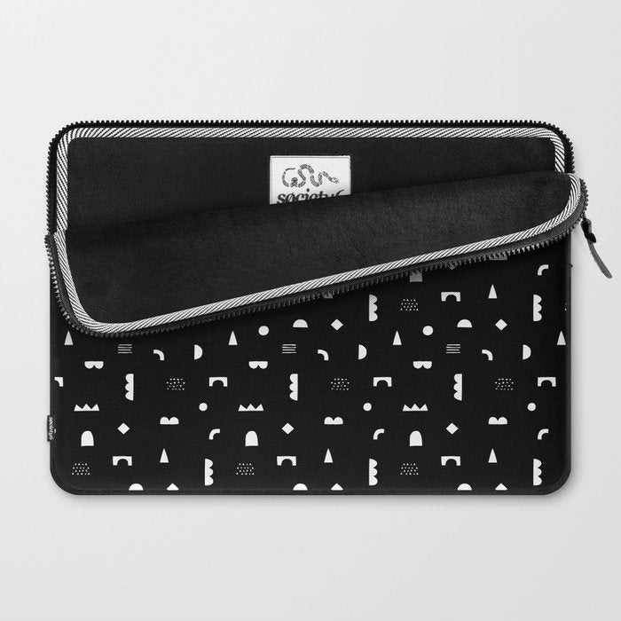 Black and white abstract organic shape pattern Laptop Sleeve Gallery Image 2