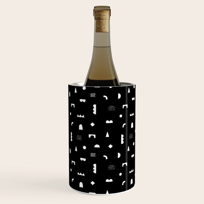 Black and white abstract organic shape pattern Wine Chiller Gallery Image 2