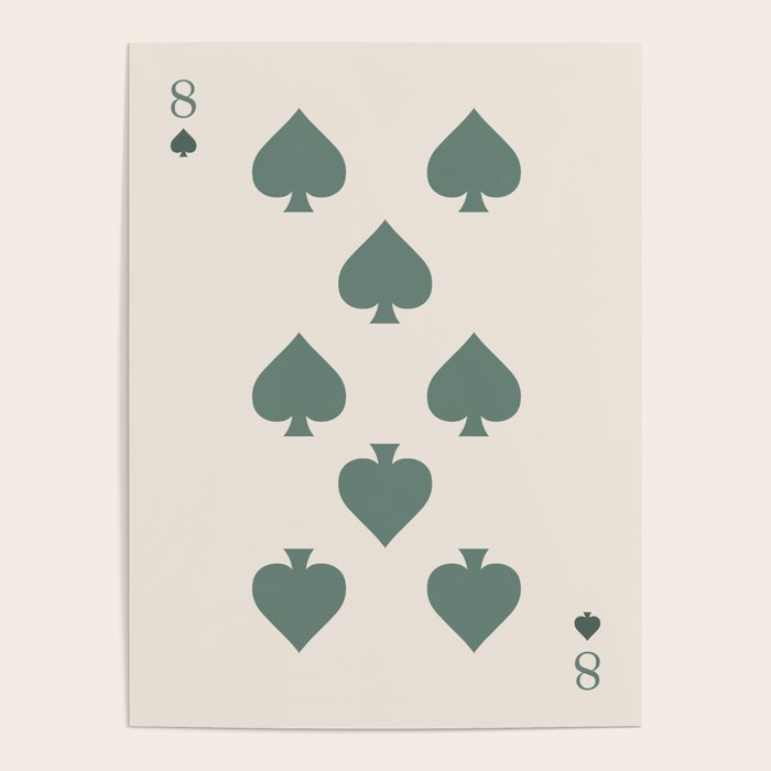 Eight of Spades Playing Card Sage Green Poster Gallery Image 4