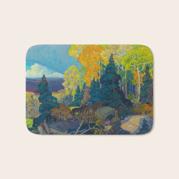 Canadian Landscape Franklin Carmichael Art Nouveau Post-Impressionism Autumn Hillside Bath Mat Gallery Image 1