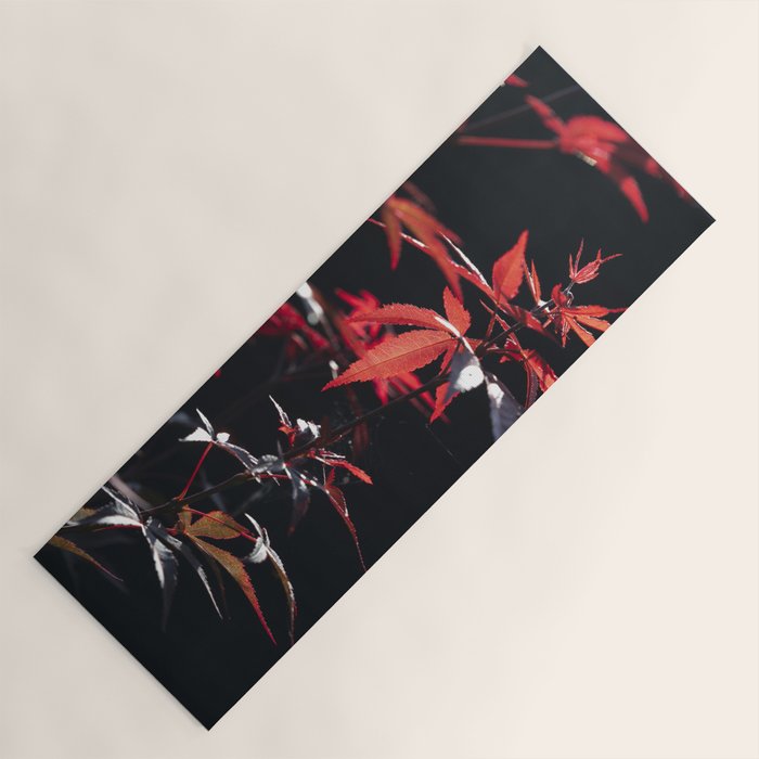 Botanical red japanese maple leaves art print - botanical nature and travel photography Yoga Mat Gallery Image 1