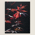 Botanical red japanese maple leaves art print - botanical nature and travel photography Jigsaw Puzzle Gallery Image 1