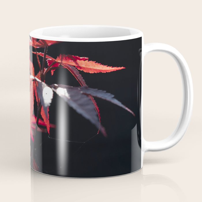 Botanical red japanese maple leaves art print - botanical nature and travel photography Coffee Mug Gallery Image 1