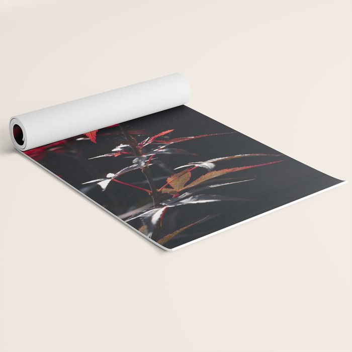 Botanical red japanese maple leaves art print - botanical nature and travel photography Yoga Mat Gallery Image 2