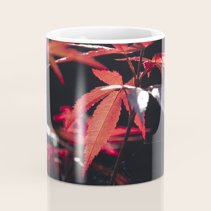 Botanical red japanese maple leaves art print - botanical nature and travel photography Coffee Mug Gallery Image 4