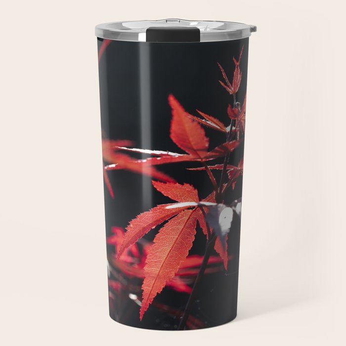 Botanical red japanese maple leaves art print - botanical nature and travel photography Travel Mug Gallery Image 1