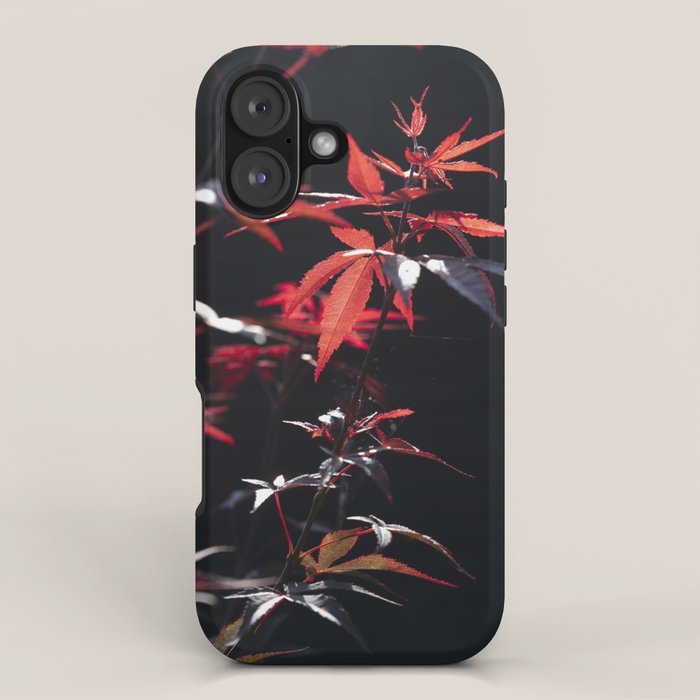 Botanical red japanese maple leaves art print - botanical nature and travel photography iPhone Case Gallery Image 1