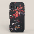 Botanical red japanese maple leaves art print - botanical nature and travel photography iPhone Case Gallery Image 1