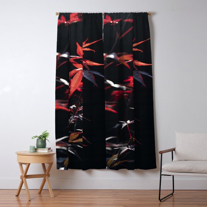 Botanical red japanese maple leaves art print - botanical nature and travel photography Window Curtain