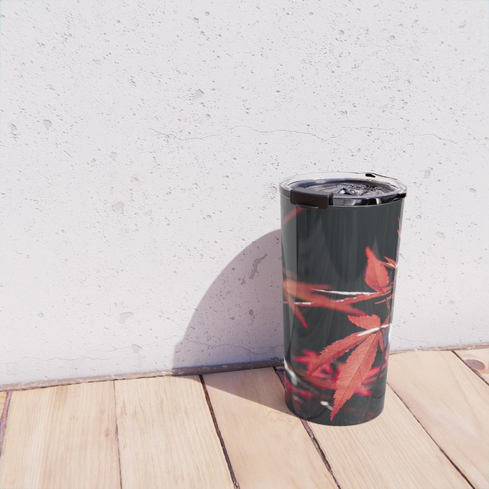 Botanical red japanese maple leaves art print - botanical nature and travel photography Travel Mug Gallery Image 4