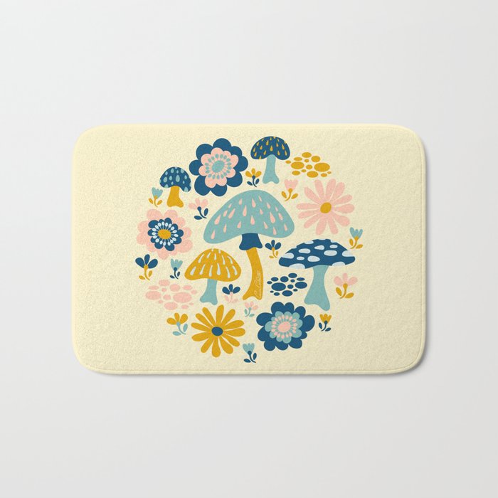 Magical Woodland Floral With Mushrooms Bath Mat Gallery Image 1