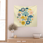 Magical Woodland Floral With Mushrooms Wall Tapestry Gallery Image 2